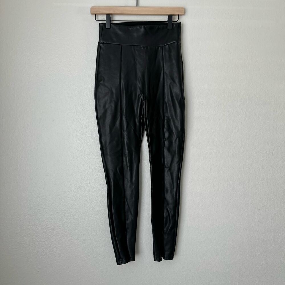 Abercrombie & Fitch Women's Black Faux Leather Pull-On Skinny Pant Zip Size XS